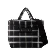 Marni Svart Nylon Print Toteväska - Läder Black, Herr