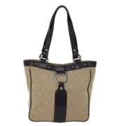 Salvatore Ferragamo Pre-owned Pre-owned Canvas totevskor Beige, Dam