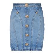 Balmain Knäppt denimkjol Blue, Dam