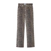 Ganni Brun Tryckta Jeans Multicolor, Dam