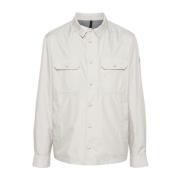 Moncler Vit texturerad jacka med appliqué-logotyp White, Herr