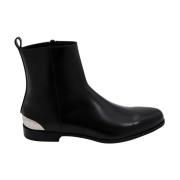 Alexander McQueen Svarta Ankelboots med Dragkedja Black, Herr