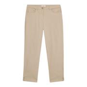 Oltre Bomull Capri Byxor med Sidoslitsar Beige, Dam