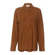 Gestuz Oversize Linne Skjortblus Sorrel Horse Brown, Dam