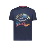 Paul & Shark Ekologisk Bomull Hajtryck T-shirt Blue, Herr