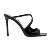 Jimmy Choo Svarta Läder Stiletto Sandaler Black, Dam