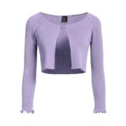 Pinko Räfflad lurex cardigan med rynkade muddar Purple, Dam