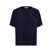 Tommy Hilfiger Oversized Casual Blus Cupro Viskos Blue, Dam