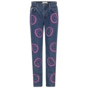 One Teaspoon Denim Regular Fit Jeans med Smile Print Blue, Dam