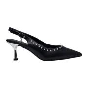 Cult Studded Läder Sandaler Chanel Stil Black, Dam