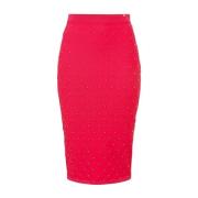 Elisabetta Franchi Studded Elastisk Midja Midi Kjol Red, Dam