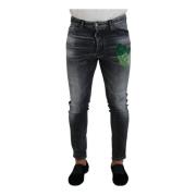 Dsquared2 Grön Print Skinny Denim Jeans Gray, Herr