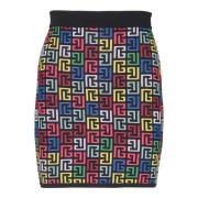 Balmain Pop monogram stickad kjol Multicolor, Dam