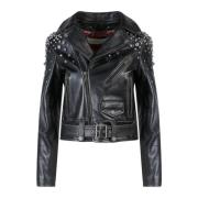 Golden Goose Leather Jackets Black, Dam