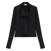 Blumarine Jersey Crepe Blus Black, Dam