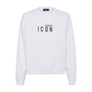 Dsquared2 Logo Print Crew Neck Sweaters White, Herr