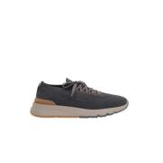 Brunello Cucinelli Lågtop Sneakers i Antracit Bomull Gray, Herr