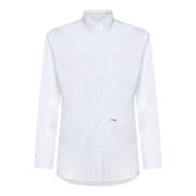 Dsquared2 Vit Stretch Bomull Poplin Logo Skjorta White, Herr