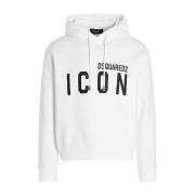 Dsquared2 Vit Bomullshoodie med Ikonlogo White, Herr