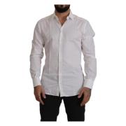 Dolce & Gabbana Vit Slim Fit Bomullsformell Skjorta White, Herr