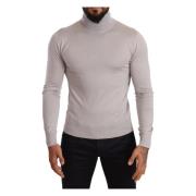 Dolce & Gabbana Lyxig Cashmere Turtleneck Sweater Gray, Herr