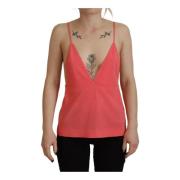 Dsquared2 Rosa Viskos Cami Top med Logo Pink, Dam