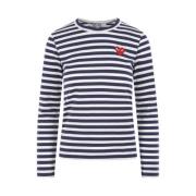 Comme des Garçons Play Blårandig Långärmad Hjärtlogotyp T-shirt Multic...