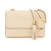 Tory Burch Quiltad Läder Konvertibel Axelväska Beige, Dam