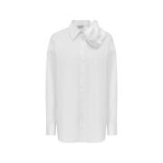 Alexander McQueen Vit Bomullspoplin Draperad Orkidé Skjorta White, Dam