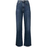 Agolde Indigo Blue Straight-Leg Jeans Blue, Dam