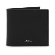 A.p.c. Svart Läder Bifold Plånbok Black, Herr