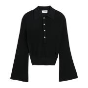 Soulland Genomskinlig Polo Jumper med Utsvängda ärmar Black, Dam