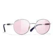 Chanel Silverram Rosa Gradient Solglasögon Gray, Unisex