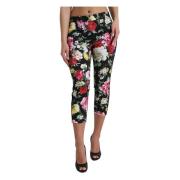 Dolce & Gabbana Elegant Blommig Cropped Byxor Multicolor, Dam