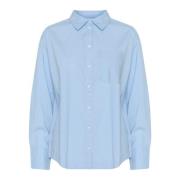 Saint Tropez Mjuk Chambray Oversize Skjortblus Blue, Dam