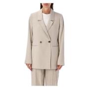 Anine Bing Beige Linne Blazer Diana Beige, Dam