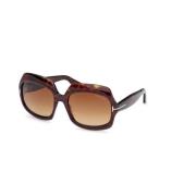 Tom Ford Gradient Brown Solglasögon Dark Havana Båge Brown, Dam