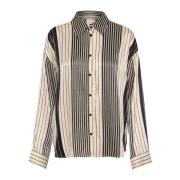 Soaked in Luxury Randig Skjortblus Svart Sandshell Multicolor, Dam