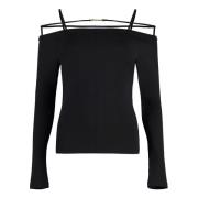 Jacquemus Metall Logo Bomull T-shirt Black, Dam