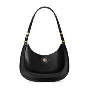 Tory Burch Svart läder axelväska med dubbel T-motiv Black, Dam