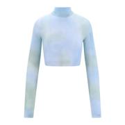 Off White Tie-Dye Crop Top Blue, Dam