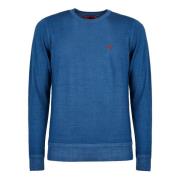 Gallo Blå Ull Crew-Neck Tröja Blue, Herr