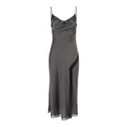 Alberta Ferretti Grå Satin Midi Klänning Gray, Dam