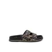 Alma EN Pena Dekorerad Spänne Platt Sandal Black, Dam