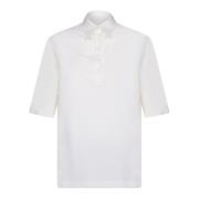 Blanca Vita Vit Polo Skjorta Klassisk Krage White, Dam