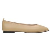 Estro Beige Läder Ballet Flats Beige, Dam