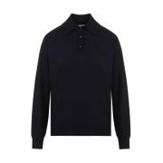 Bottega Veneta Navy Långärmad Polo Blue, Dam