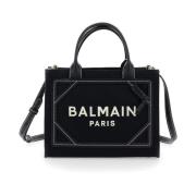 Balmain Svart Monogram Canvas Shopper Väska Black, Dam