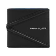 Alexander McQueen Svart Läder Billfold Plånbok Black, Herr