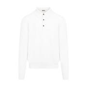 Kiton Bianco Stickad Polo White, Herr